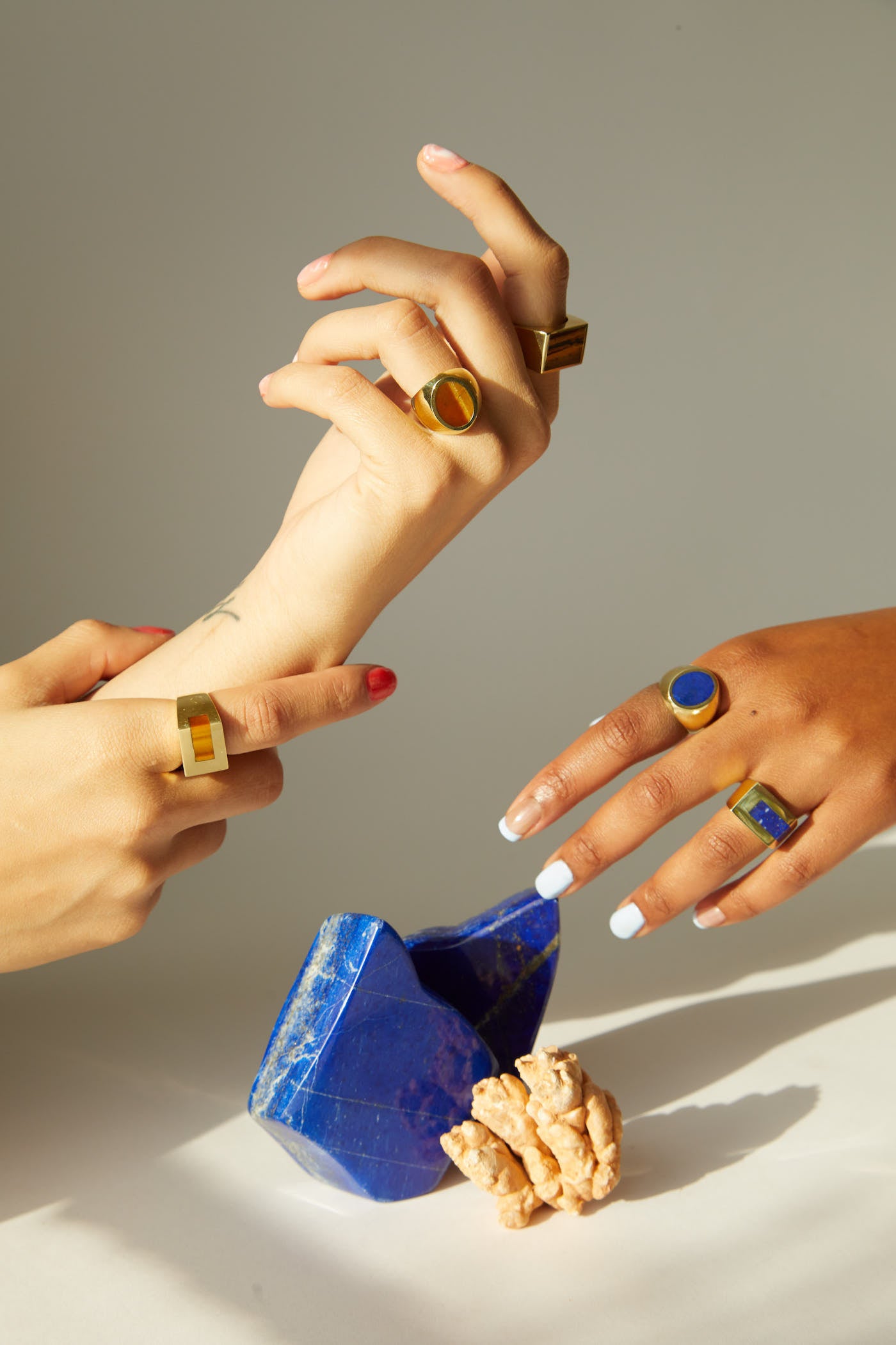 Lapis Lazuli Stone Signet Ring Strip Inlay