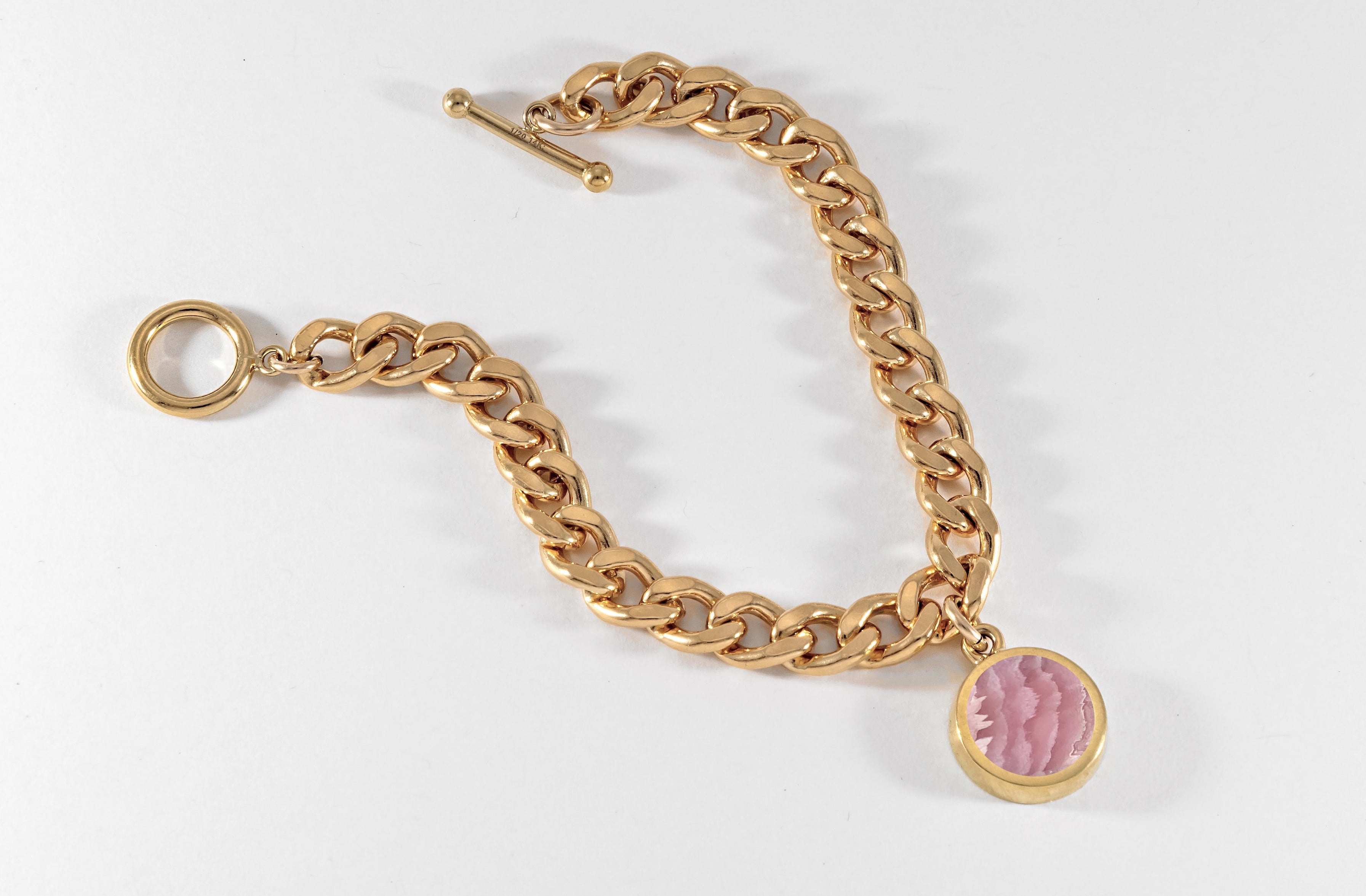 Rhodochrosite Round Stone Signet Pendant & Bracelet