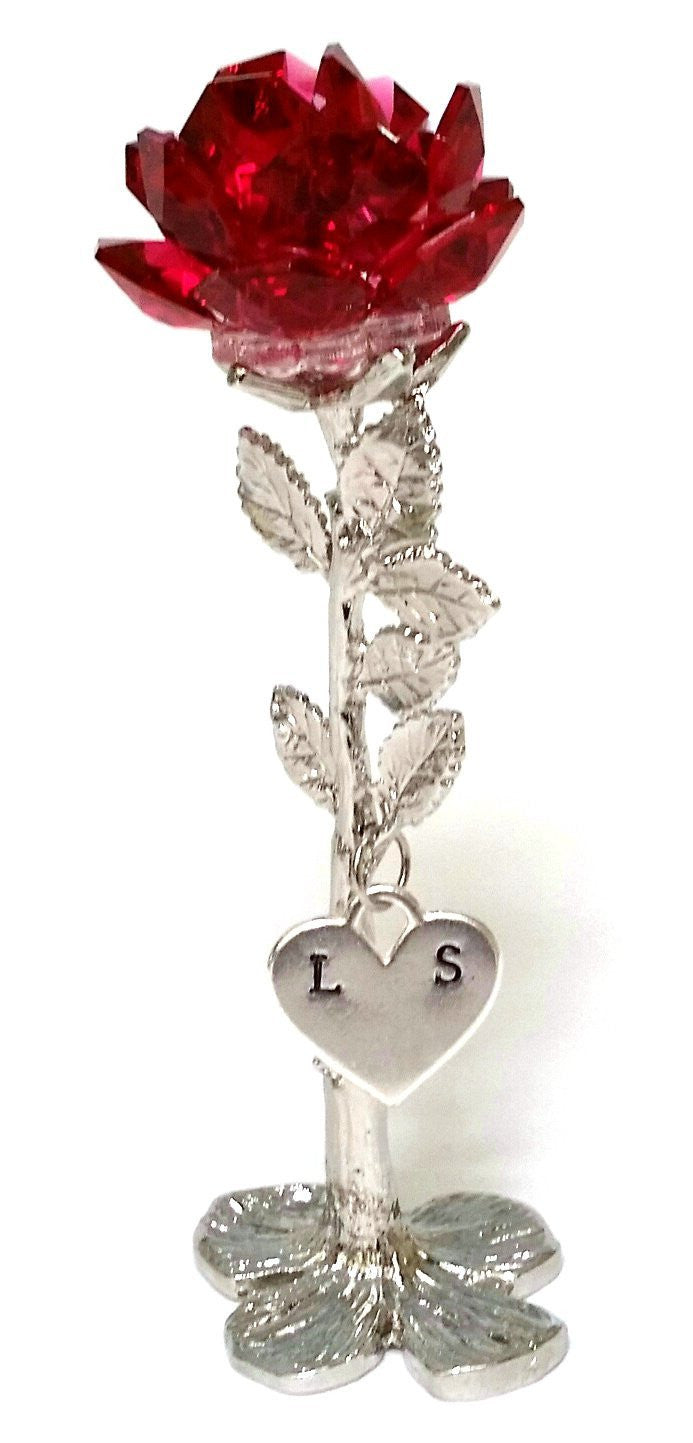 Tantos Genealogía deseo Red Rose - Crystal Red Rose with Initials on a Heart - Personalized Re –  Bjcrystals
