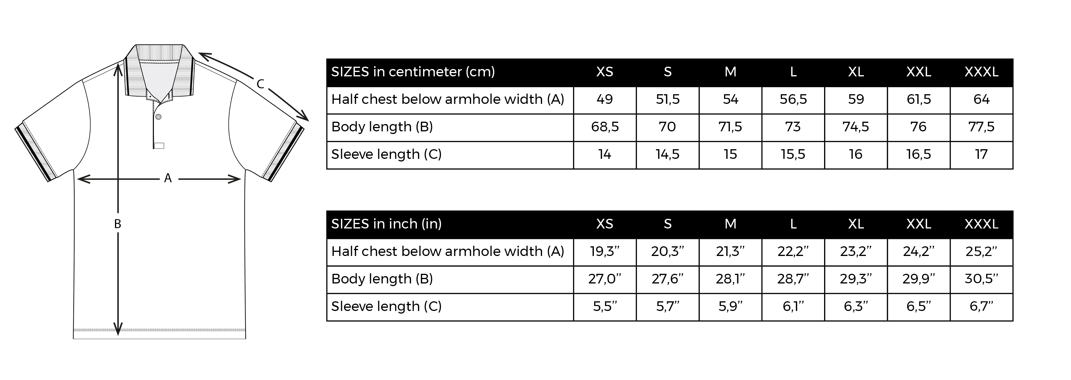 size chart t-shirt