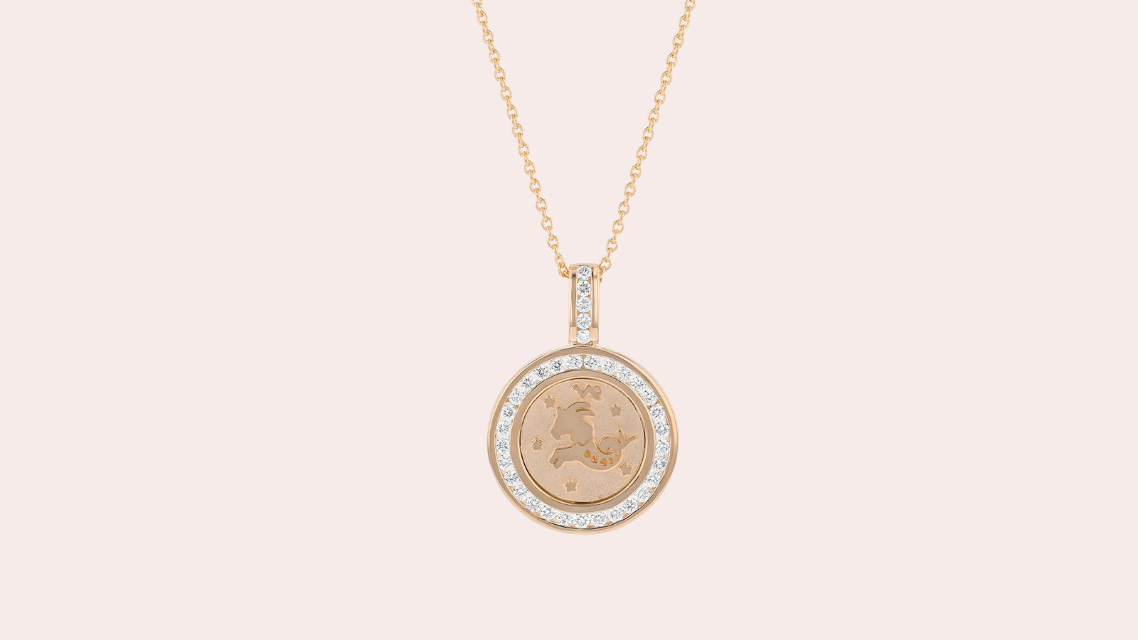 18 Karat Gold Zodiac Necklace with 3/8 