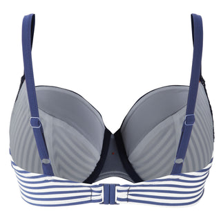 Lucille Padded Bandeau Bikini Swim Top Navy Stripe 32DD by Panache