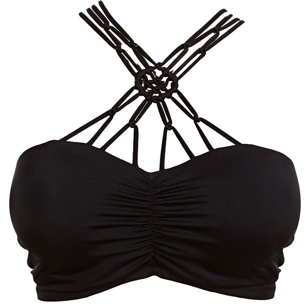 Macrame Padded Bandeau Bikini Top Black | AS4053BLK | Poinsettia ...