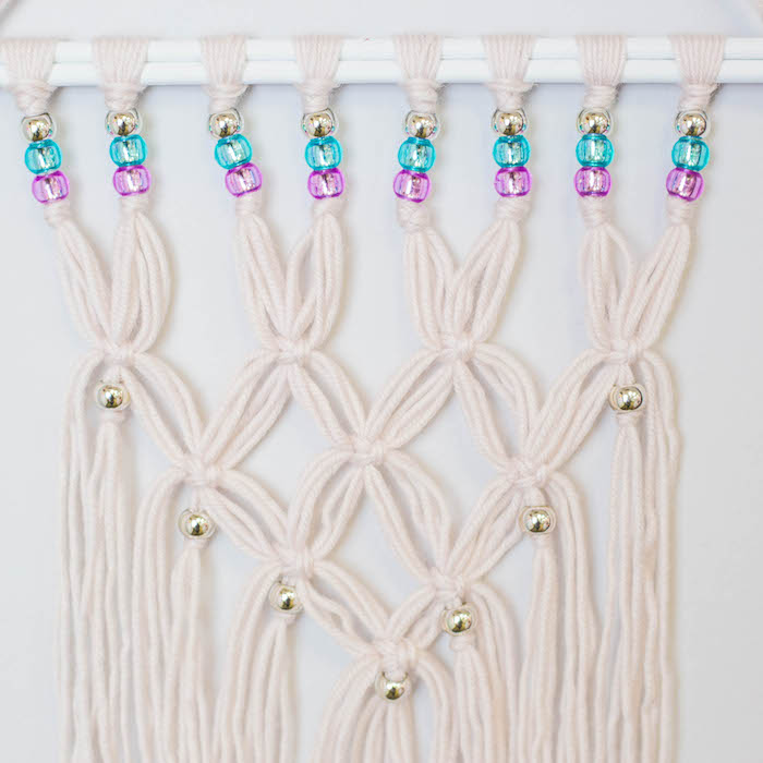 Macrame Wall Hanging with Tassels and Beads