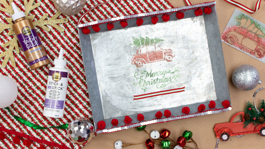 DIY Sparkle Christmas Tray Sign