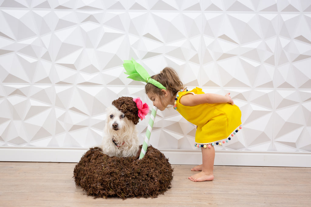 DIY Kid and Dog Pina Colada Costume