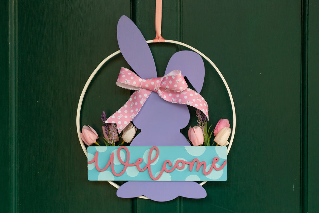 DIY Easter Bunny Front Door Welcome Sign