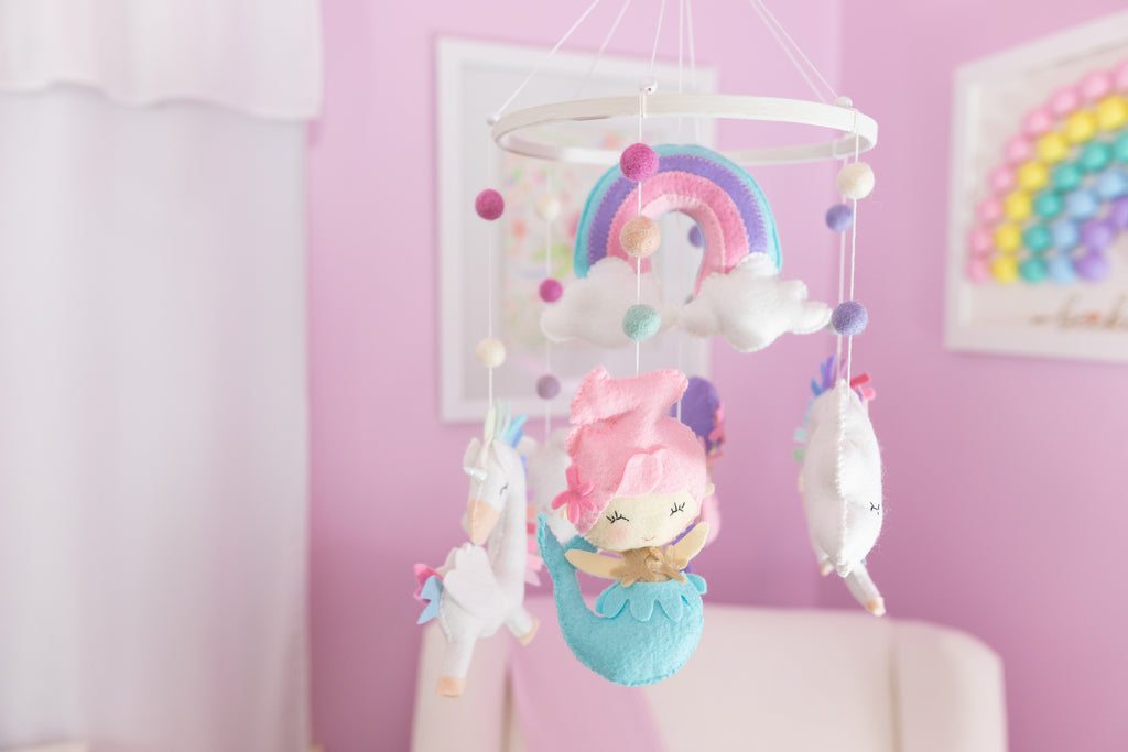 Mermaid, Unicorn, Rainbow Baby Nursery Mobile