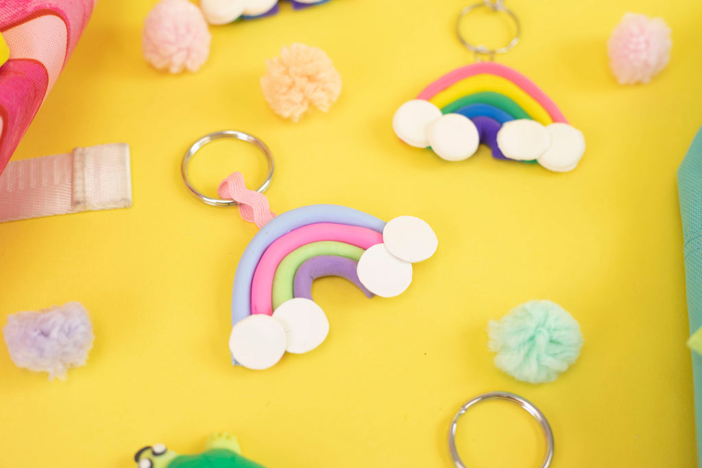Rainbow Clay Keychain