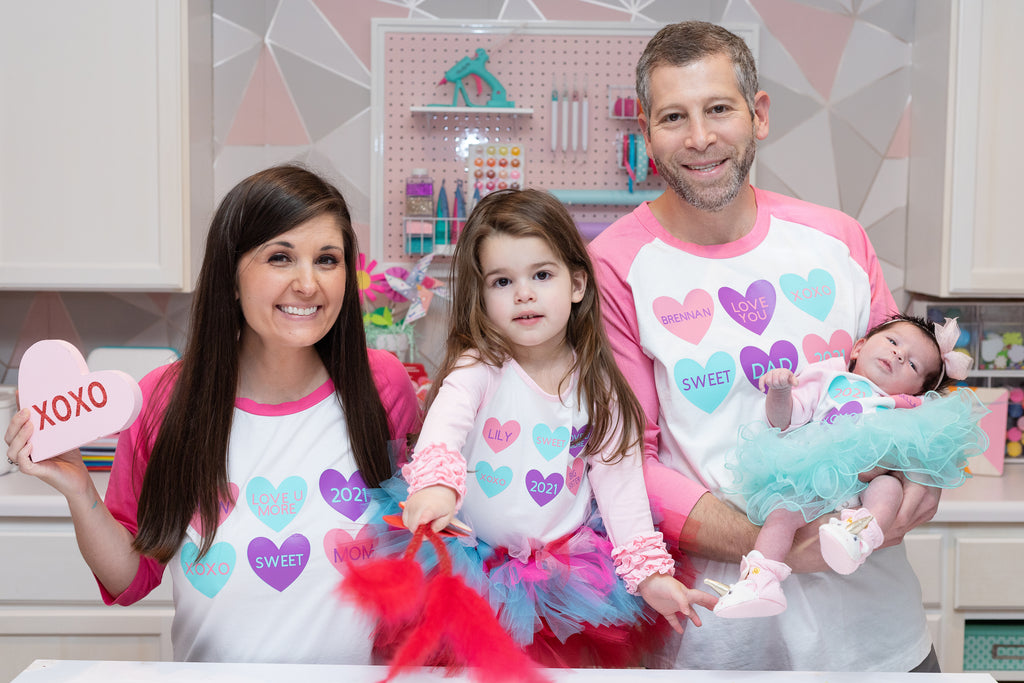 Personalized Cricut Family Conversation Heart Valentine's Day Shirts