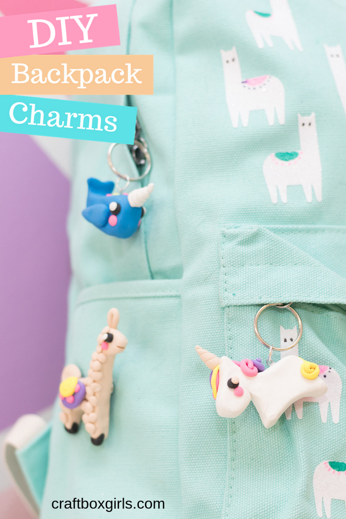DIY Sculpey Unicorn, Llama and Narwhal Backpack Charms