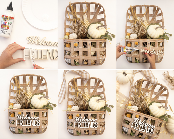 DIY Fall Tobacco Basket Front Door Hanger