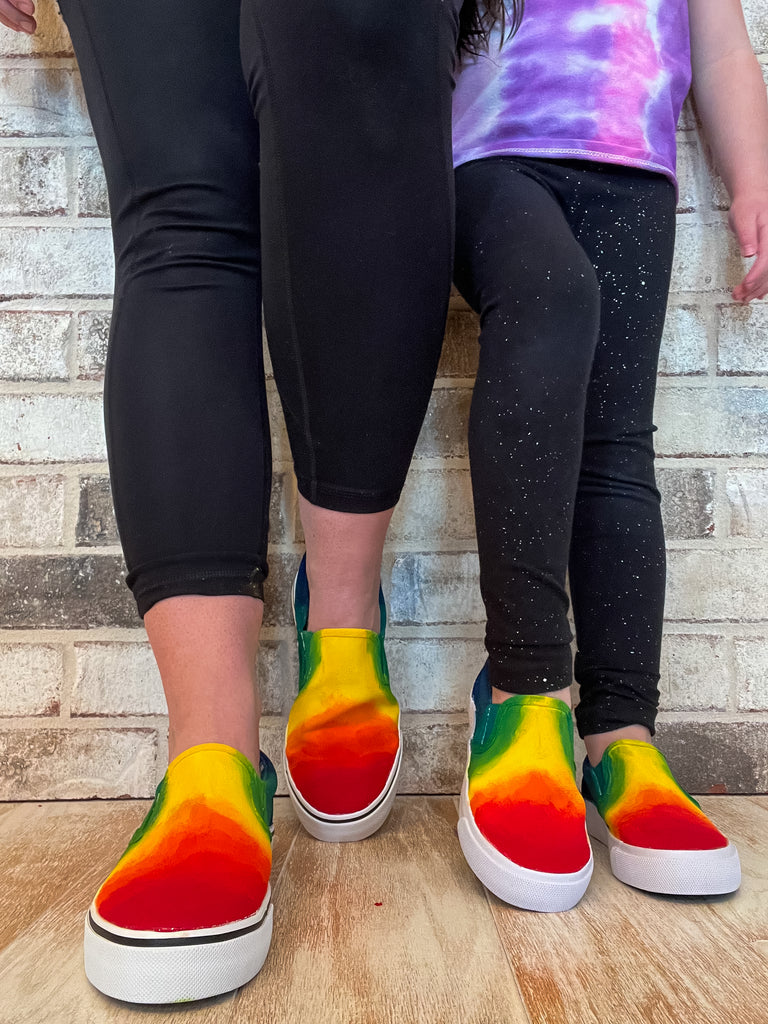 DIY Mommy & Me Rainbow Canvas Shoes