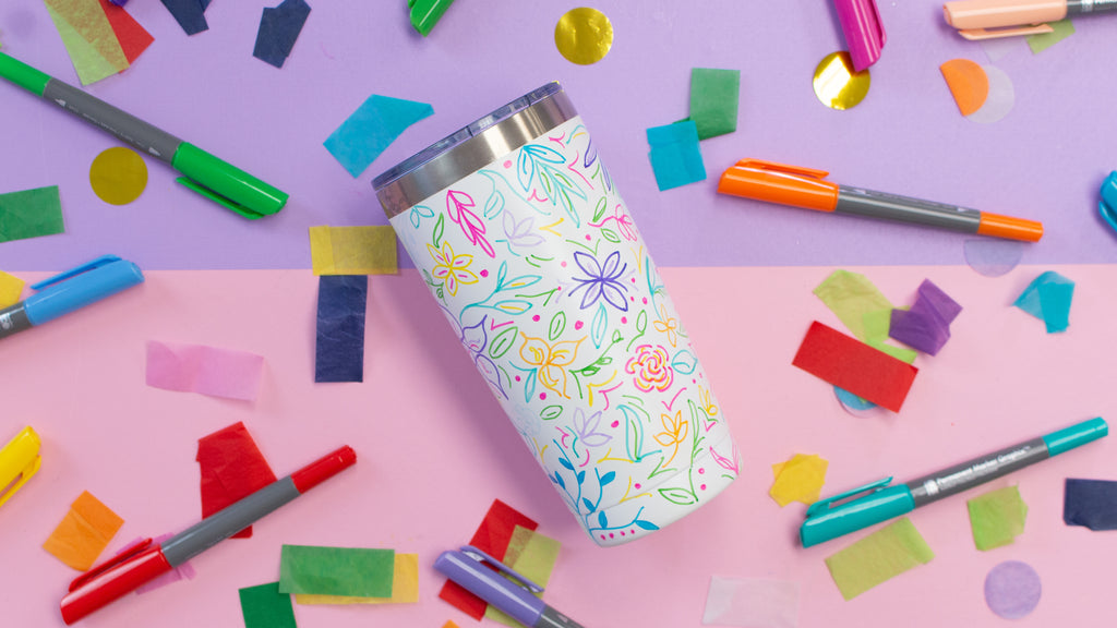DIY Floral Doodle Tumbler with Markers