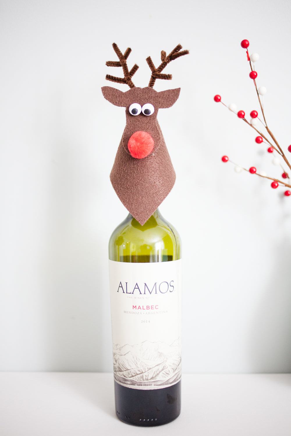 DIY Rudolph Wine Topper