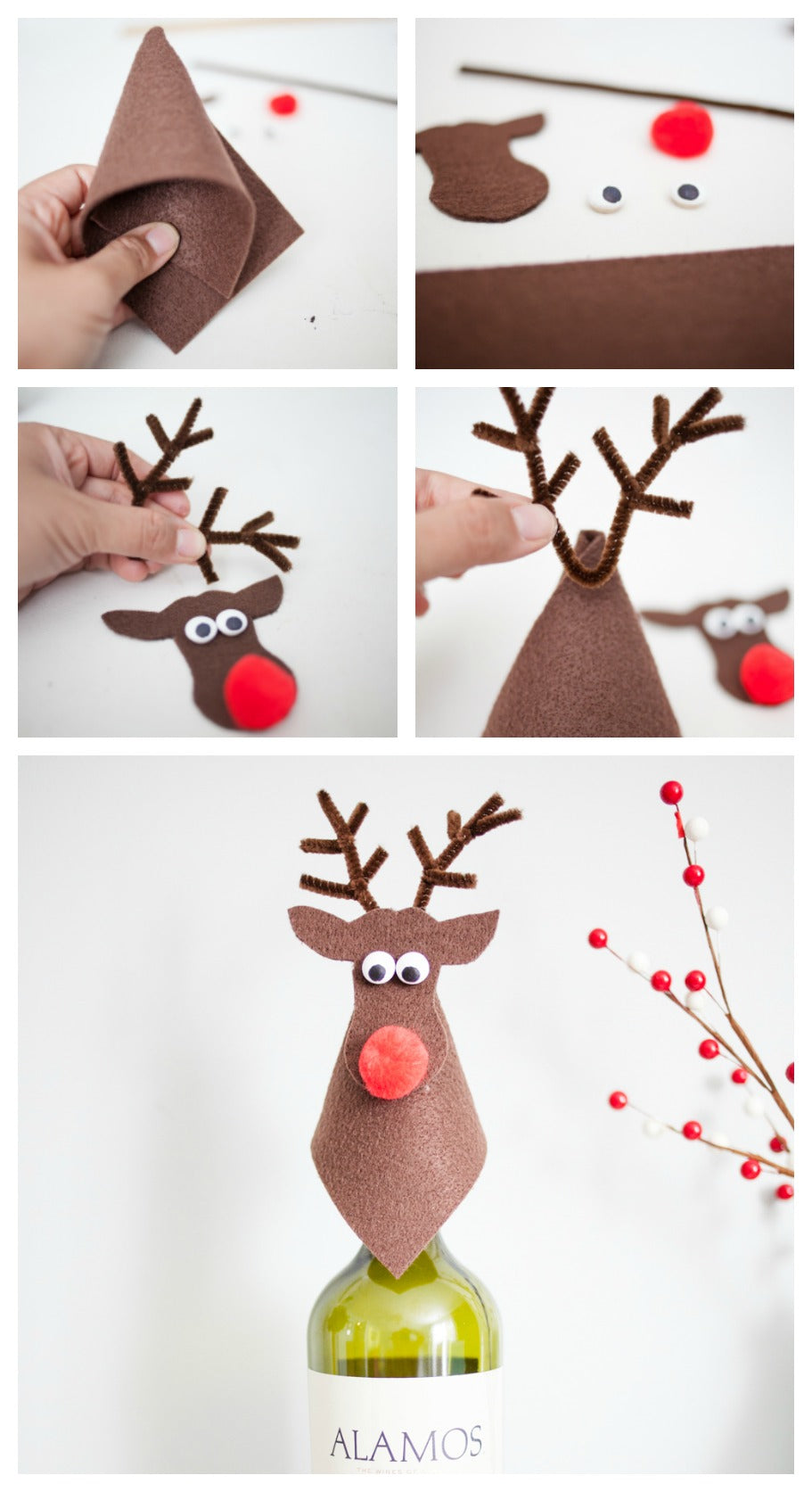 DIY How to make a Rudolph Wine Topper