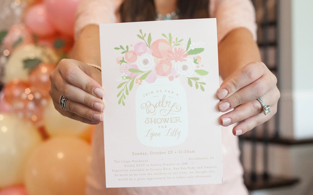 Mason Jar Floral Baby Shower Invitation