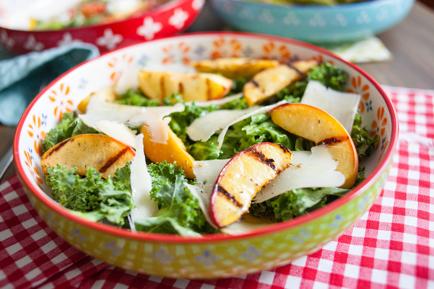 Grilled Georgia Peaches with Kale Salad