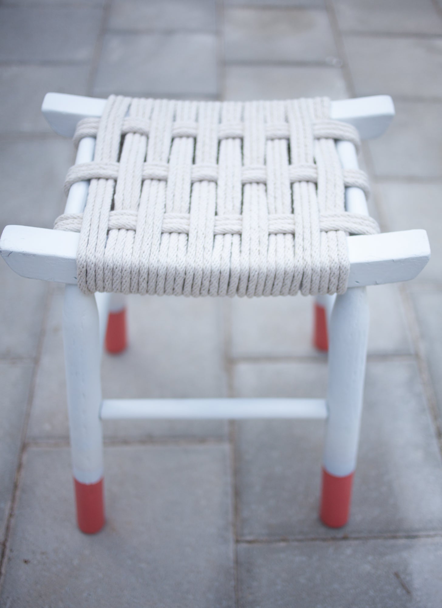 Clothesline woven stool