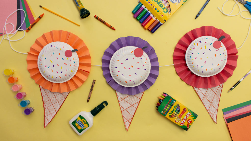 Ice Cream Cone Banner with Paper Rosettes - Crafting Cheerfully