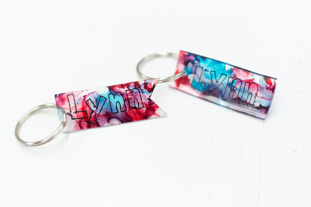 Alcohol Ink Shrink Art Keychain