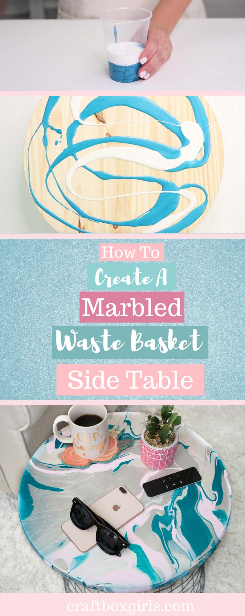 DIY Marbled Paint Pour Table