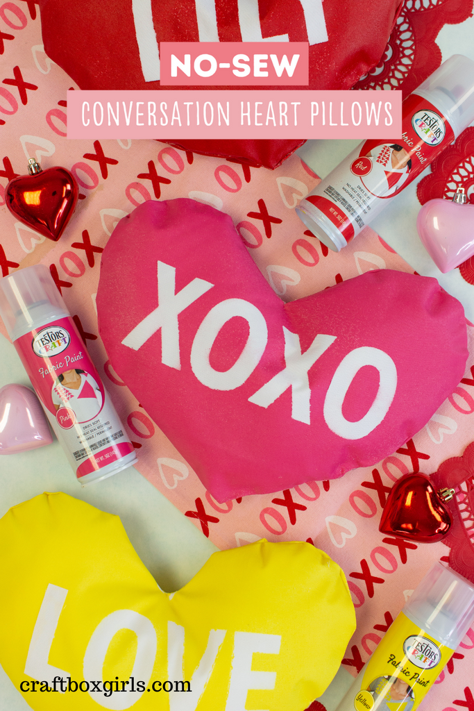 No-Sew Conversation Heart Pillows Valentine's Day Crafts