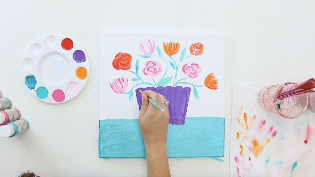 Easy Kids Paint Along Floral Vase – Craft Box Girls