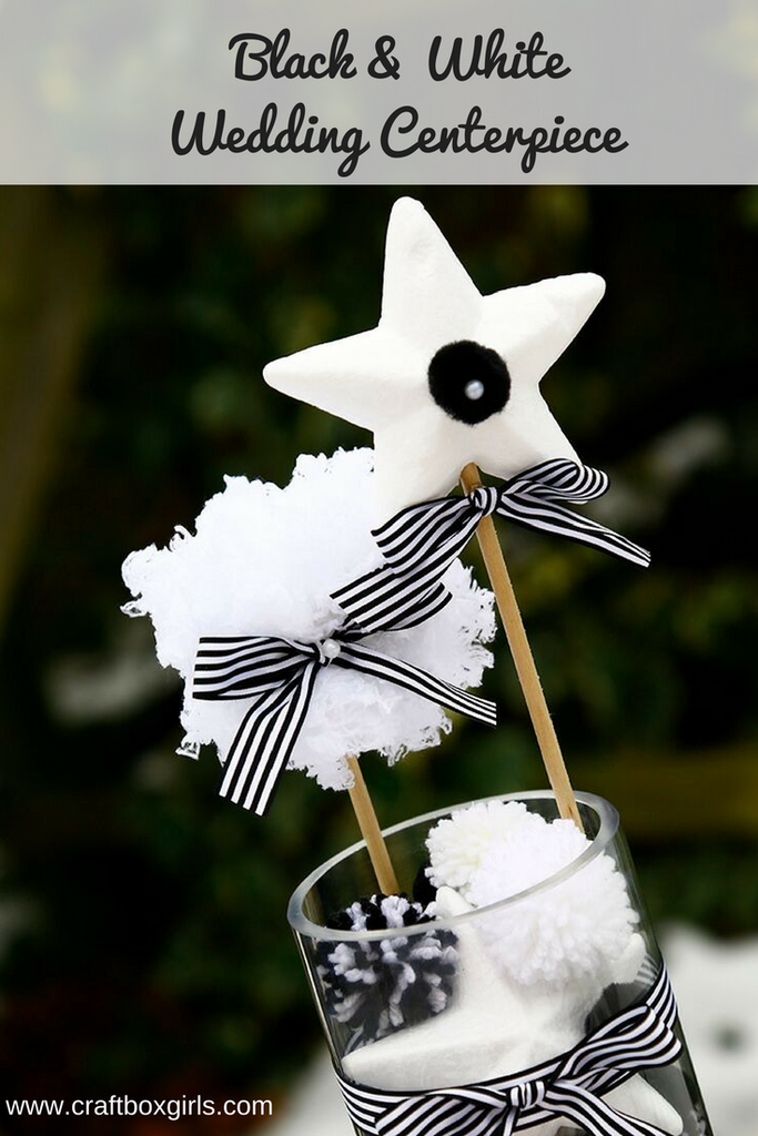 Black and white wedding centerpiece