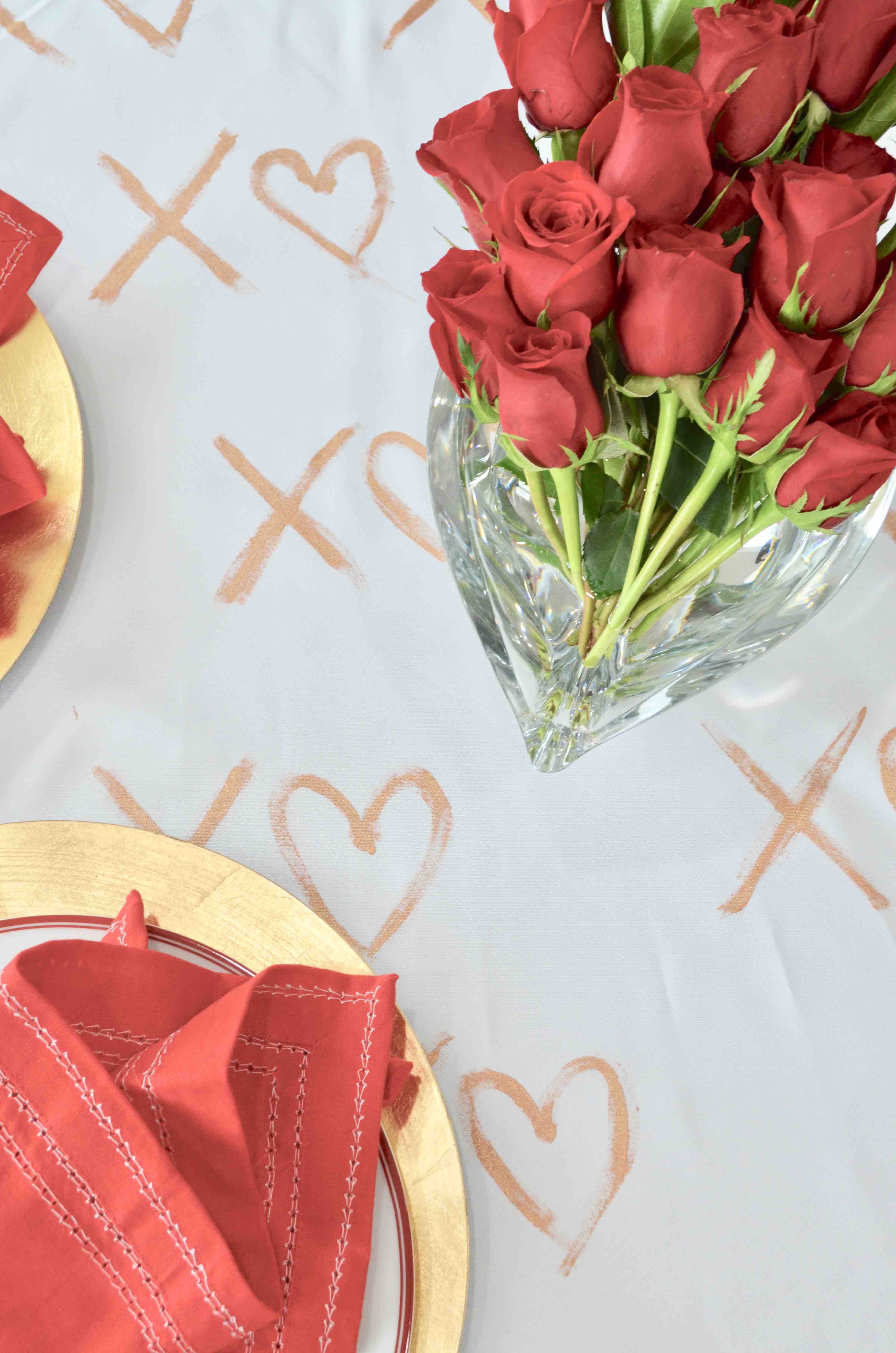 DIY XOXO Tablecloth and Table Runner For Valentine's Day