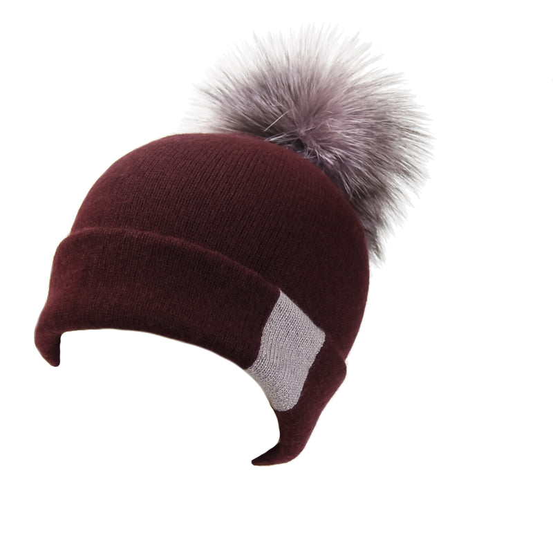 burgundy pom pom hat