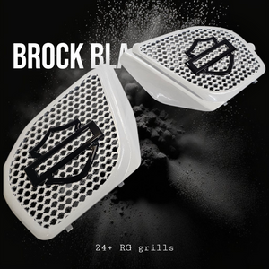 98 to 2024 Road Glide 3D shield speakers grill covers set - Brock Black Customs - 4x6 Speaker Grill