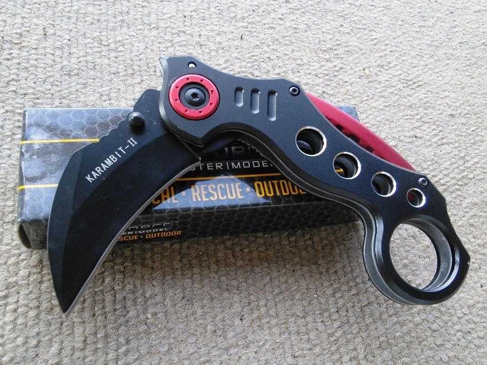 8 Tac Force Spring Assisted Tactical Black Karambit Claw Pocket Knife