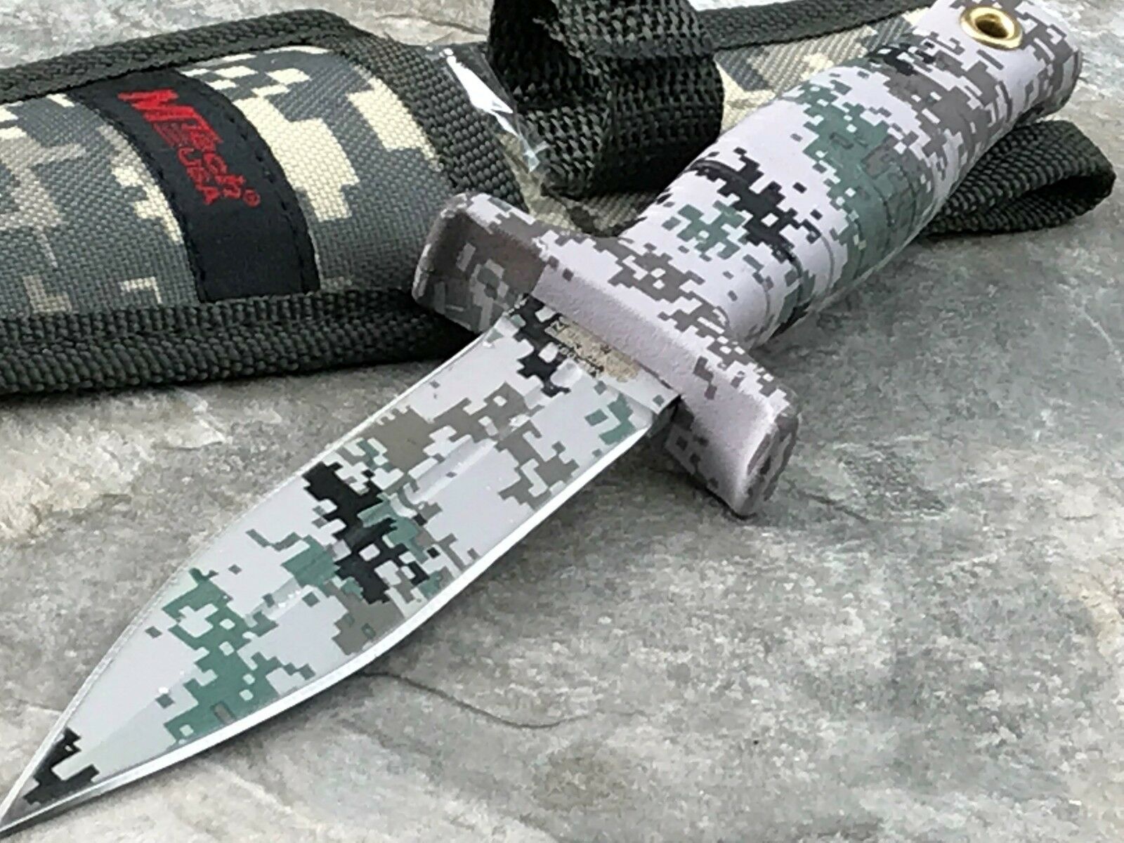 9 MTech Digital Camo Fixed Blade Dagger Military Boot Knife w/ Sheath, Frontier Blades