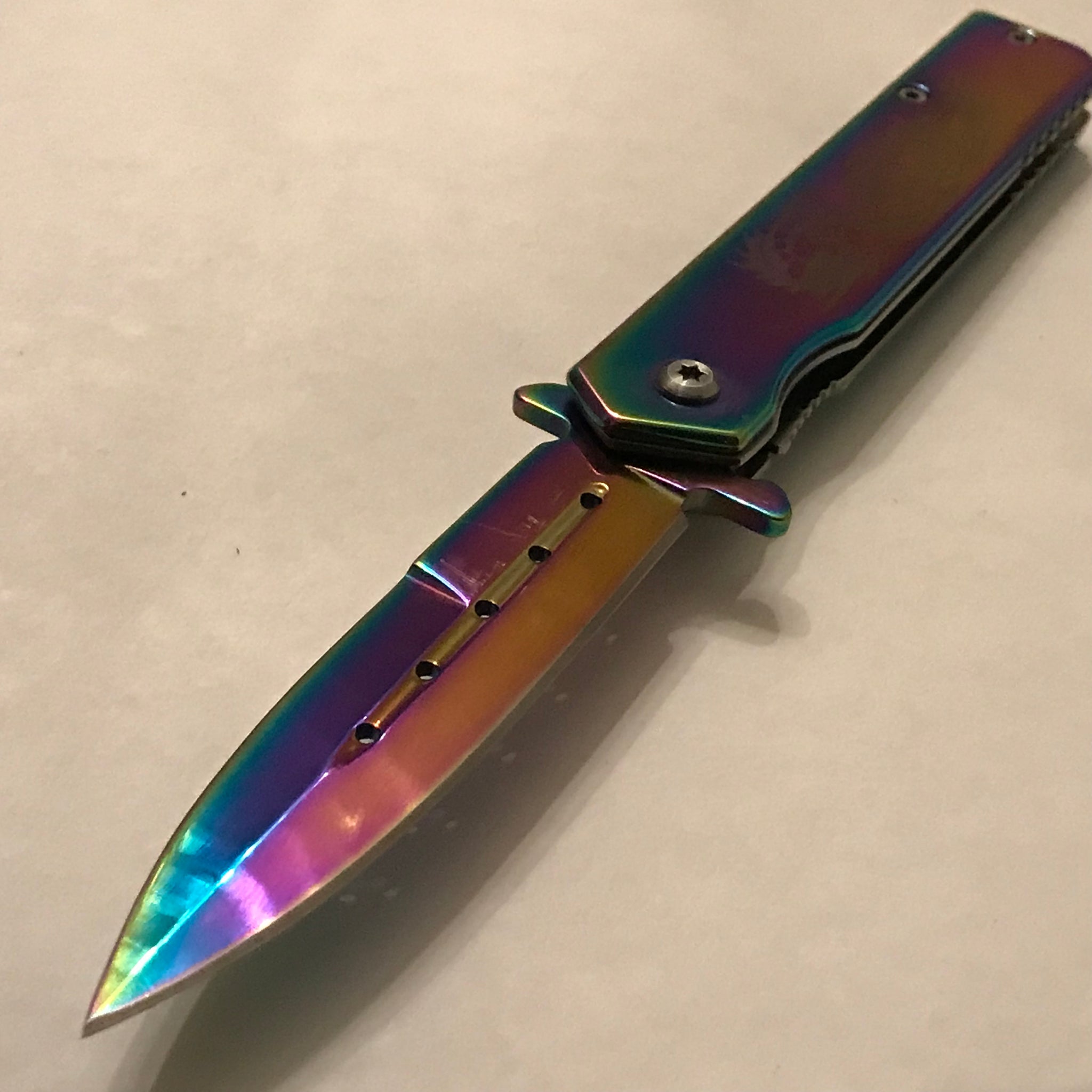 pink double dragon spring knife