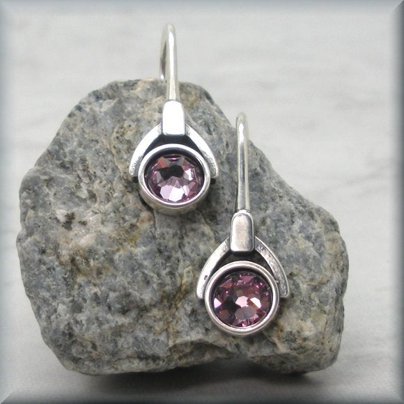 Sterling silver light amethyst crystal earrings by Bonny Jewelry