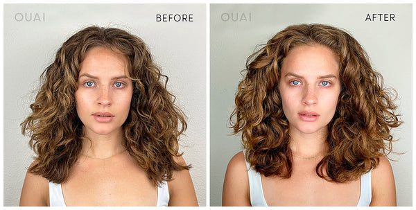 ouai curl creme styling cream for curly hair frizzy hair wash before and after curls