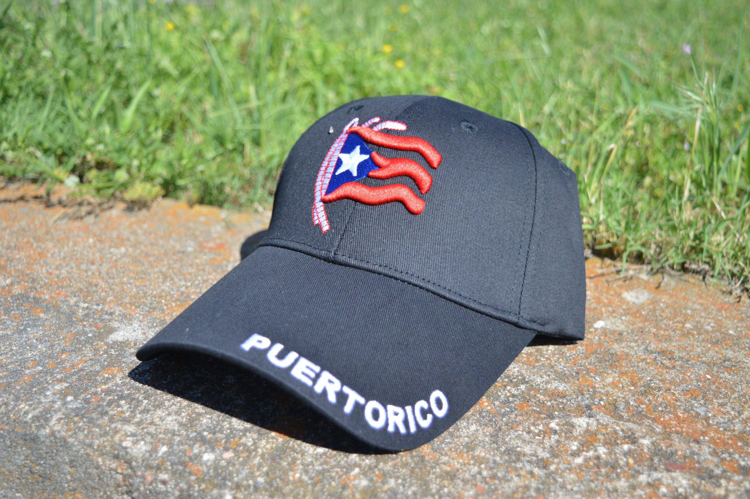 PR Fitted Two Tone Solid Caps Puerto Rico Embroidered Hat 