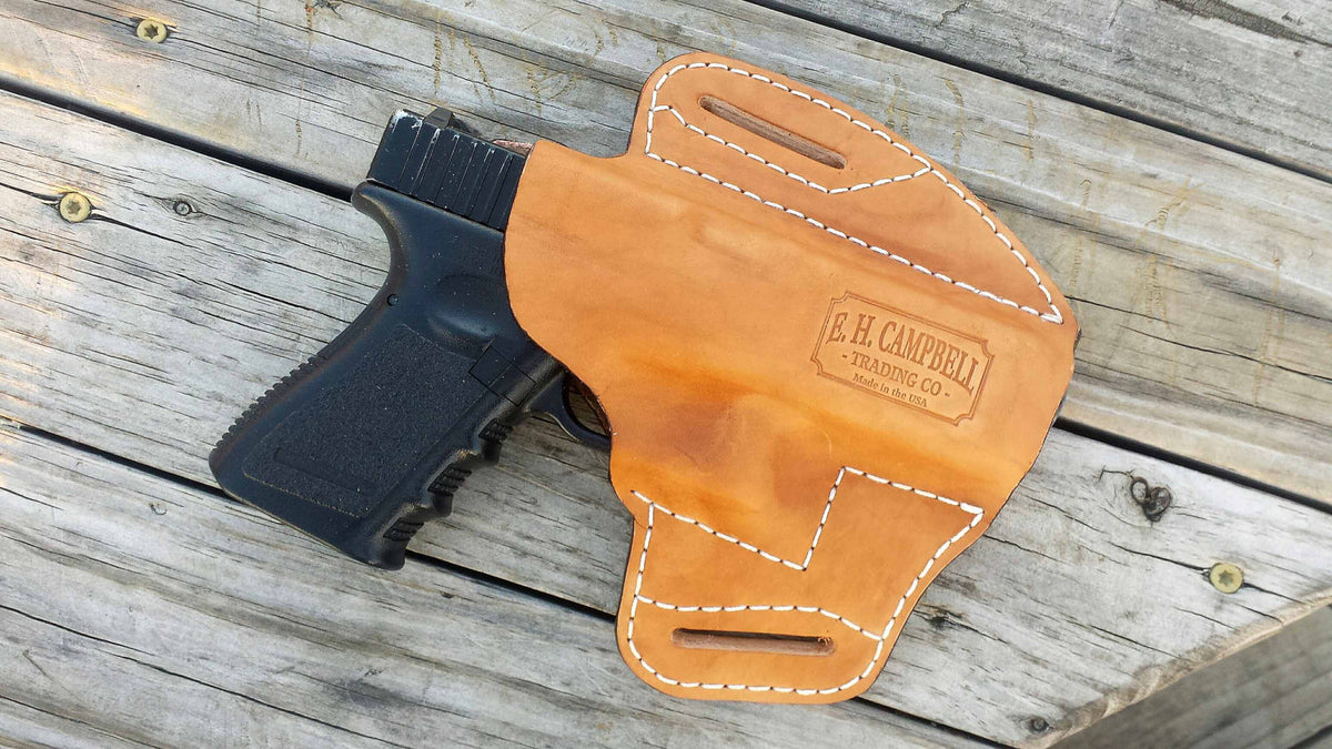 Handmade Leather Pancake Holster for Glock 19 Whitaker Leather