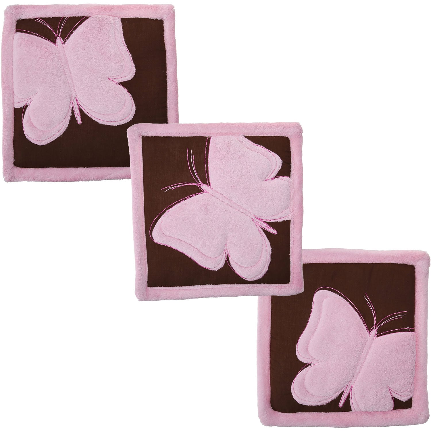 Tadpoles 3 Piece Butterfly Baby Wall Hangings Set Pink Brown Ny