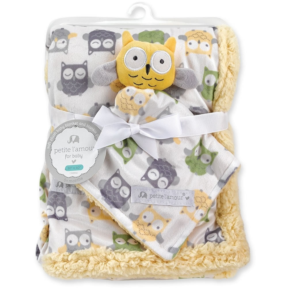 Petite Lamour Soft Plush Blanket And Blankie Pal Set Baby Owl NY Baby Store