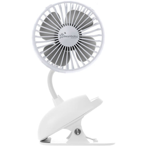 Dreambaby Strollerbuddy USB Rechargeable Clip On Fan with Breeze Mode, White
