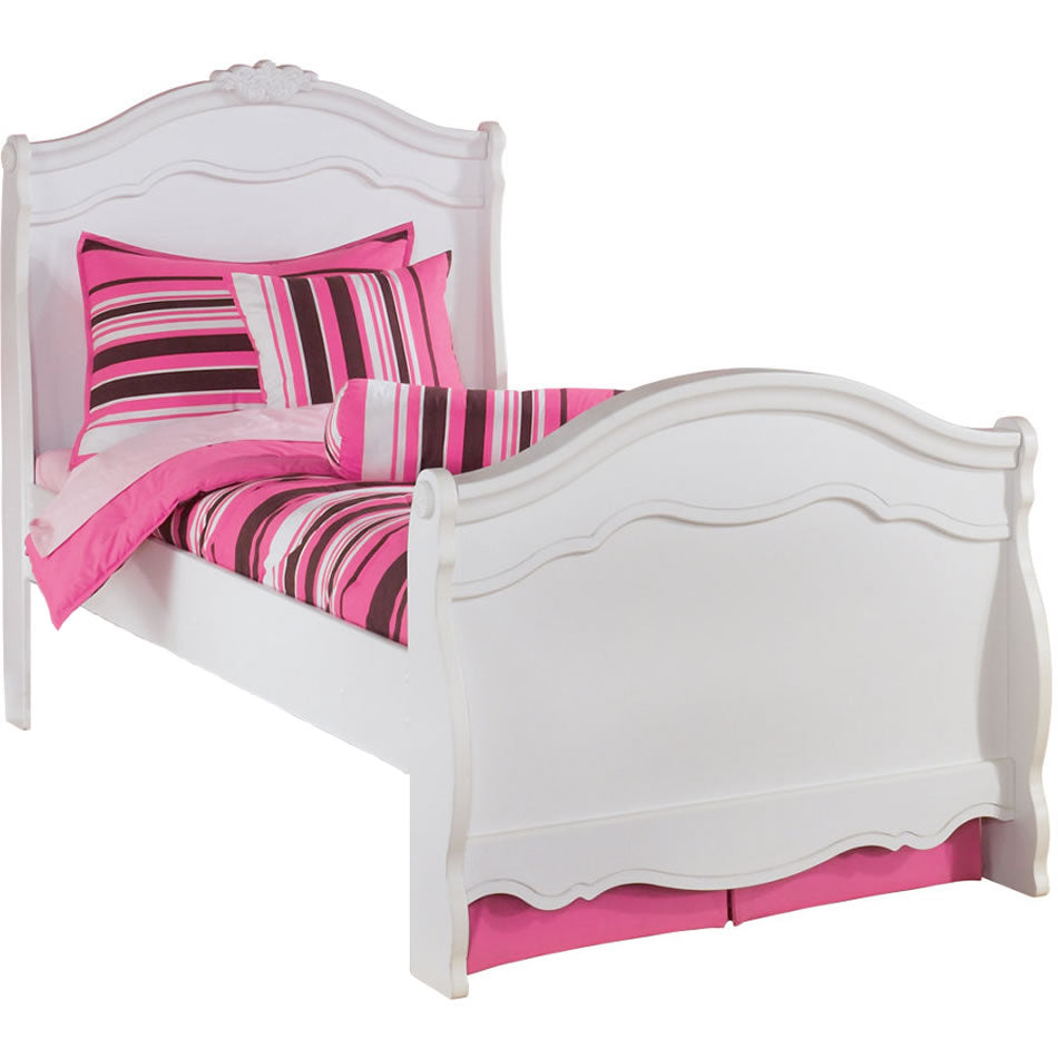 girls white twin bed