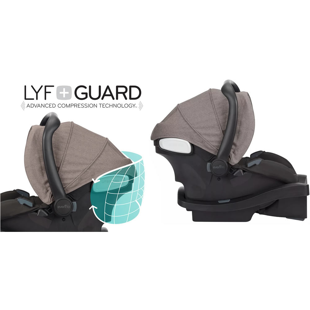 evenflo pivot modular travel system with proseries litemax infant car seat