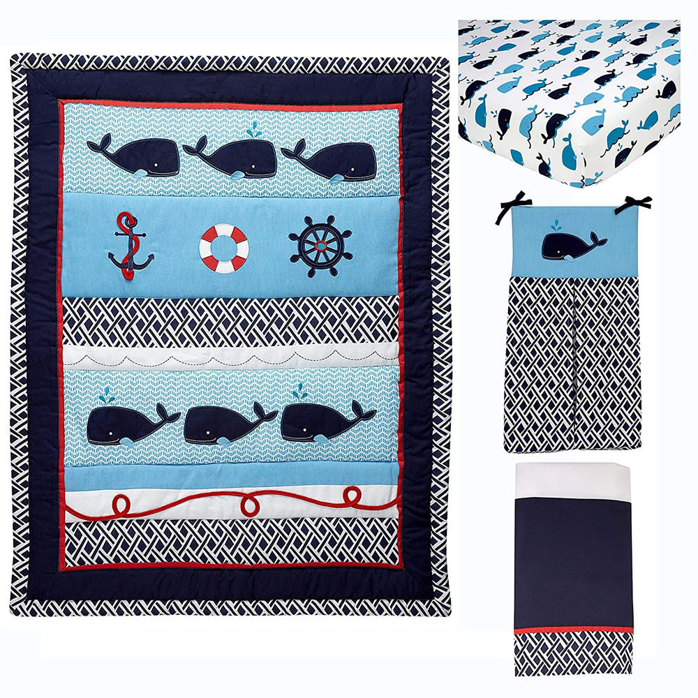 Nautica 4 Piece Crib Bedding Set Whale Of A Tale Ny Baby Store