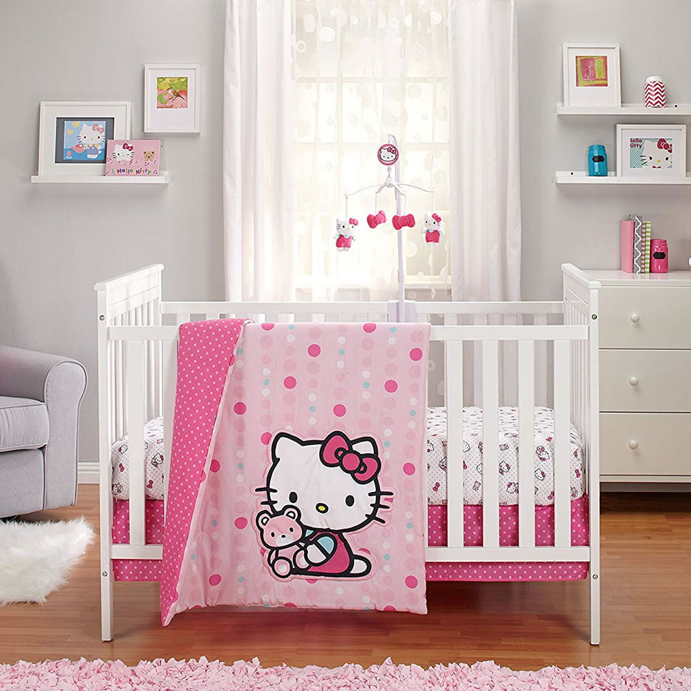 Sanrio 3 Piece Crib Bedding Set Hello Kitty