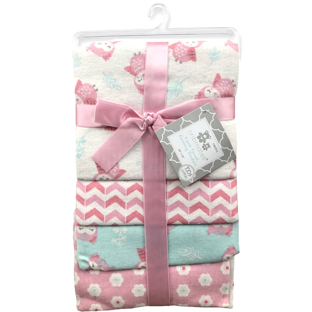 Cribmates 4 Pack Flannel Receiving Blankets Little Owls NY