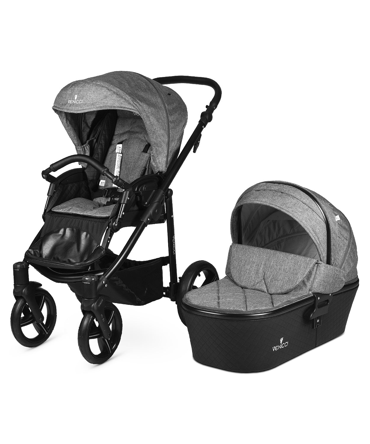 venicci grey denim travel system