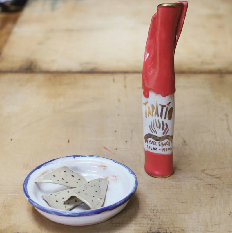 Tapatio and Chips Ceramic Food Sculpture