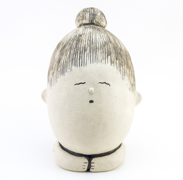 Handbuilt Ceramic Sculpture of a Girl Meditating